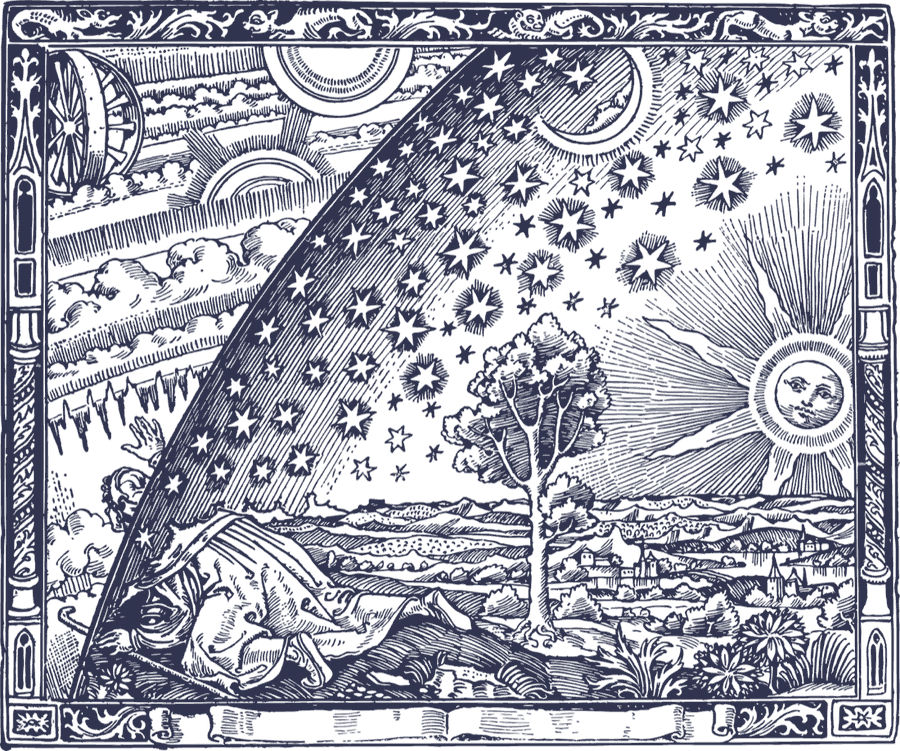 An engraved view thrown onto the screen by the lantern